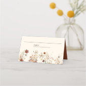 Boho Terracotta Floral Wildblume Creme Wedding Platzkarte (Vorderseite)