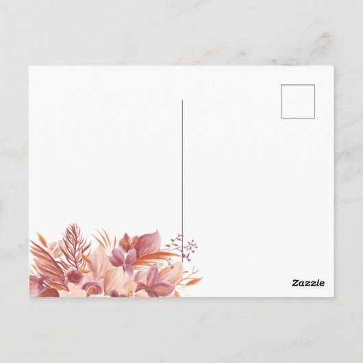 Boho terracotta florale Wüstenpampas Save the Date Postkarte (Rückseite)