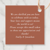 Boho Terracotta Florals Liebe Dank an Rust Wedding Geschenkanhänger (Rückseite)