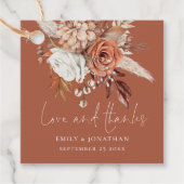 Boho Terracotta Florals Liebe Dank an Rust Wedding Geschenkanhänger (Vorderseite)