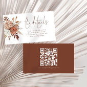 Boho Terracotta Florals QR Code Wedding Details Begleitkarte