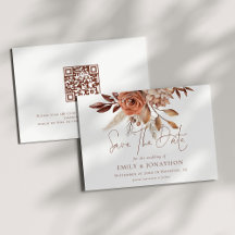 Boho Terracotta Florals QR Code Wedding