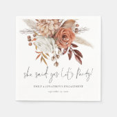 Boho Terracotta Florals Sie sagte ja Verlobung Serviette (Vorderseite)