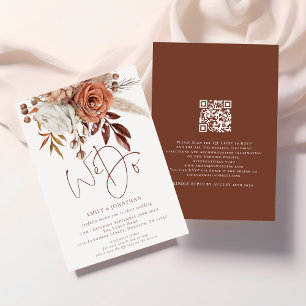 Boho Terracotta Florals We Do QR Code Wedding Einladung