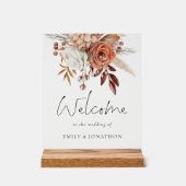 Boho Terracotta Florals Willkommen bei Hochzeit Acrylschild (Vorderseite)