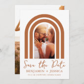 Boho Terracotta Foto Arch Wedding Save the Date (Vorne/Hinten)