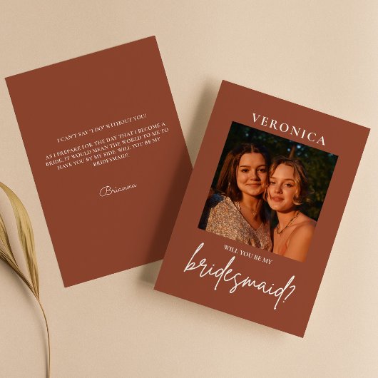 Boho Terracotta Foto Bridesmaid Vorschlag Karte