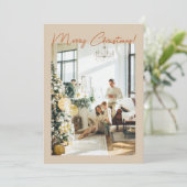 Boho Terracotta Foto Familie Frohe Weihnachten (Stehend Vorderseite)