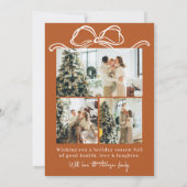 Boho Terracotta Foto Familie Frohe Weihnachten (Rückseite)