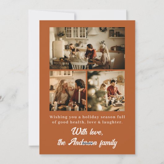 Boho Terracotta Foto Merry Weihnachten (Rückseite)