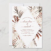 Boho Terracotta Foto Pampas Grass Wedding Einladung (Vorderseite)