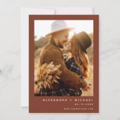 Boho Terracotta Foto Pampas Grass Wedding Einladung (Rückseite)