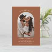 Boho Terracotta Foto speichert die Terminkarten Einladung (Stehend Vorderseite)