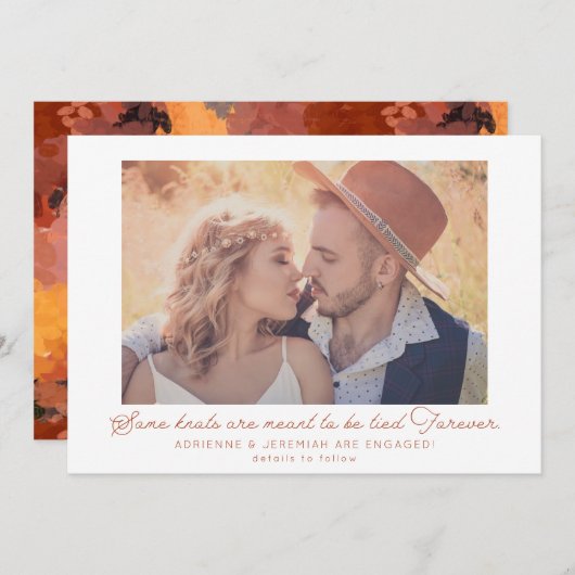 Boho Terracotta Foto Verlobung Ankündigung (Vorne/Hinten)