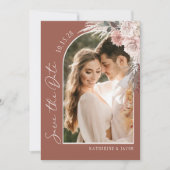 Boho Terracotta Foto Wedding Save The Date (Vorderseite)