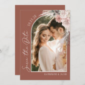 Boho Terracotta Foto Wedding Save The Date (Vorne/Hinten)