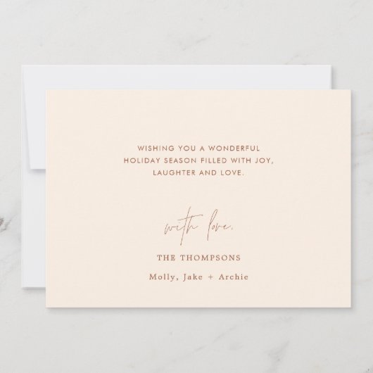 Boho Terracotta Foto Weihnachtskarte | Modern Boho Einladung (Rückseite)