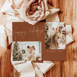 Boho Terracotta Foto Weihnachtskarte | Modern Boho Einladung