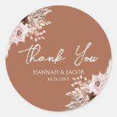 Boho Terracotta Gastgeschenk Hochzeit Vielen Dank Runder Aufkleber (Vorderseite)