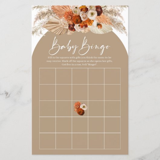 Boho terracotta gebrannte orange Kupfer Bingo Game (Vorderseite)