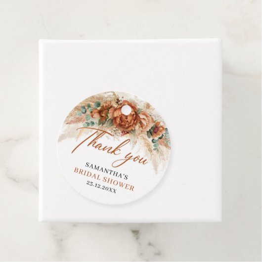 Boho terracotta gebranntes orangefarbenes Brautpar Geschenkanhänger (Beispiel)