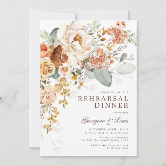 Boho Terracotta Gelbe Probe Einladung (Vorderseite)