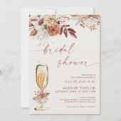 Boho Terracotta Gold Champagne Brautparty Einladung (Vorderseite)