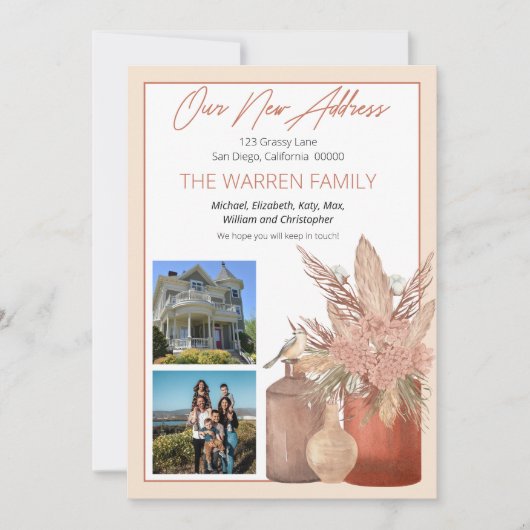 Boho Terracotta-Grasse Blumenrost Foto Bewegend Ankündigung (Vorderseite)