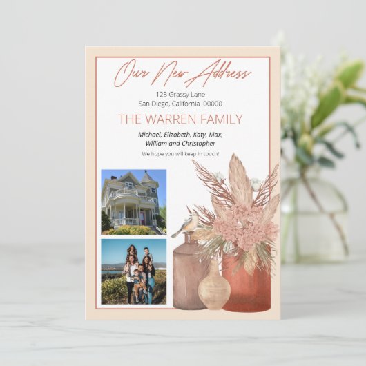 Boho Terracotta-Grasse Blumenrost Foto Bewegend Ankündigung (Stehend Vorderseite)