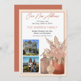 Boho Terracotta-Grasse Blumenrost Foto Bewegend Ankündigung