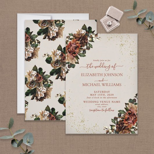 Boho Terracotta Greenery Floral Wedding Einladung
