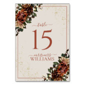 Boho Terracotta Greenery Floral Wedding Tischnummer (Vorderseite)