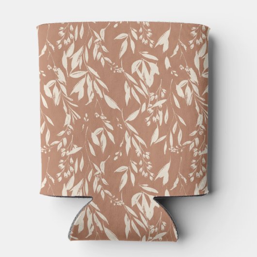 Boho Terracotta Hand Drawn Floral Wedding Custom Dosenkühler (Rückseite)