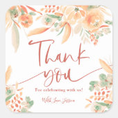 Boho Terracotta Hand-Painted Bridal vielen Dank Quadratischer Aufkleber (Vorderseite)