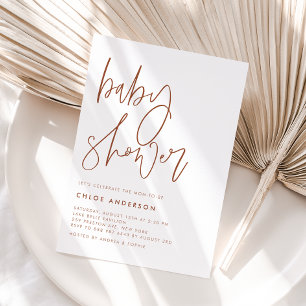 Boho Terracotta handgeschriebene Script Baby Shoot Einladung