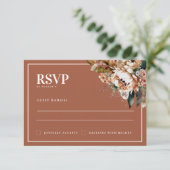 Boho Terracotta Herbst-Blume Hochzeit RSVP-Karte RSVP Karte (Stehend Vorderseite)