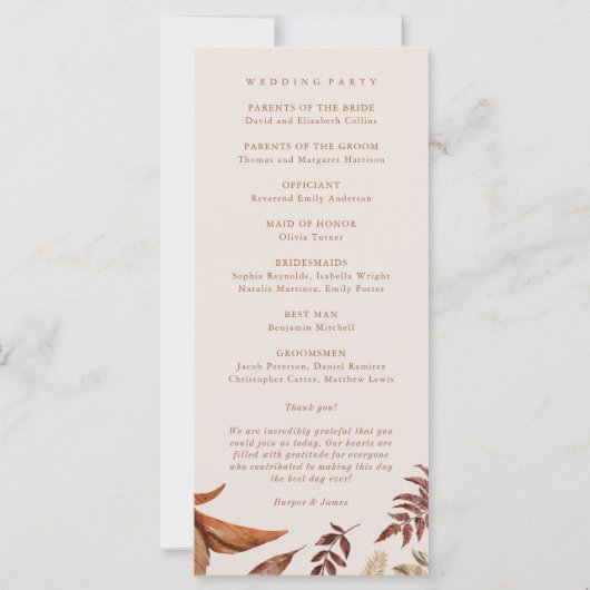 Boho Terracotta Herbsthochzeit (Rückseite)