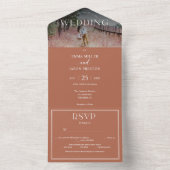 Boho Terracotta Hochzeit Einladung mit Foto (Innen Boden)