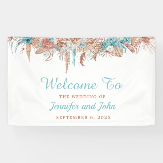 Boho Terracotta Hochzeit mit floraler Wirkung Banner (Horizontal)