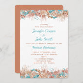 Boho Terracotta Hochzeit mit floraler Wirkung Einladung (Vorne/Hinten)