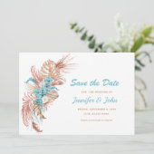 Boho Terracotta Hochzeit mit floraler Wirkung Save The Date (Stehend Vorderseite)