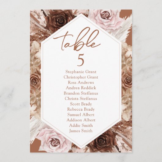 Boho Terracotta Hochzeitstisch-Seekarten Einladung (Rückseite)