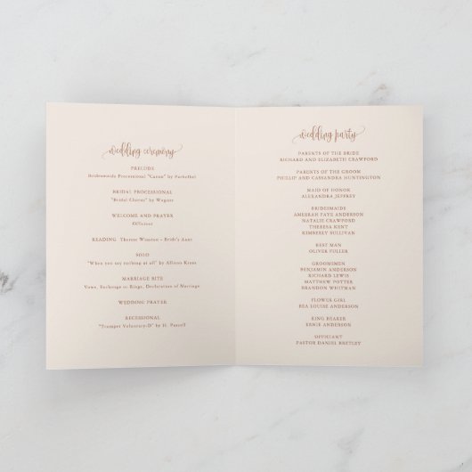 Boho Terracotta Hübsch Calligraphy Wedlet Booklet Programm (Innenseite)