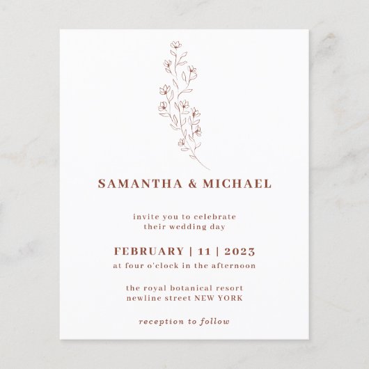 Boho Terracotta Indie Rustic Botanische winzige Bu Flyer (Vorne)