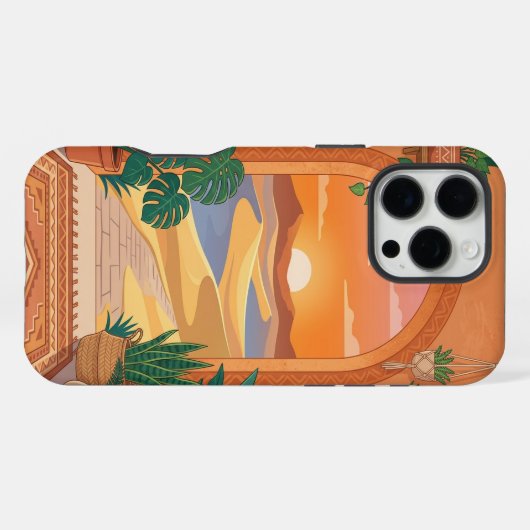 Boho Terracotta iPhone 16 Pro Max Case | Tropical Hülle (Rückseite (Horizontal))