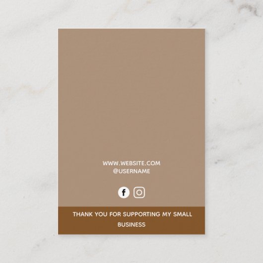 Boho Terracotta Juwelierohrring Display Card Telefonnummerkarte (Rückseite)