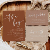 Boho Terracotta Kinderdusche Einladung sein Junge