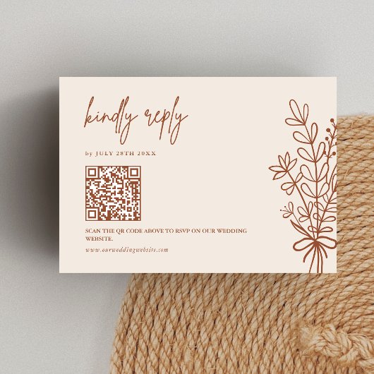 Boho Terracotta Kindly Antwort Hochzeit QR Code
