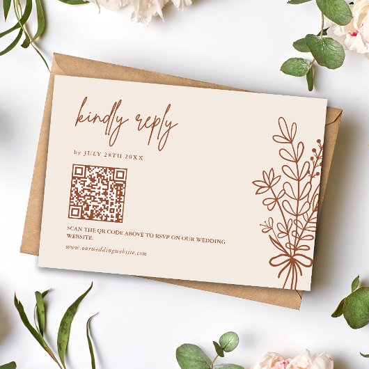 Boho Terracotta Kindly Antwort Hochzeit QR Code