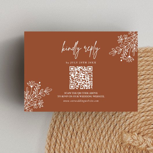 Boho Terracotta Kindly Antwort Hochzeit QR Code